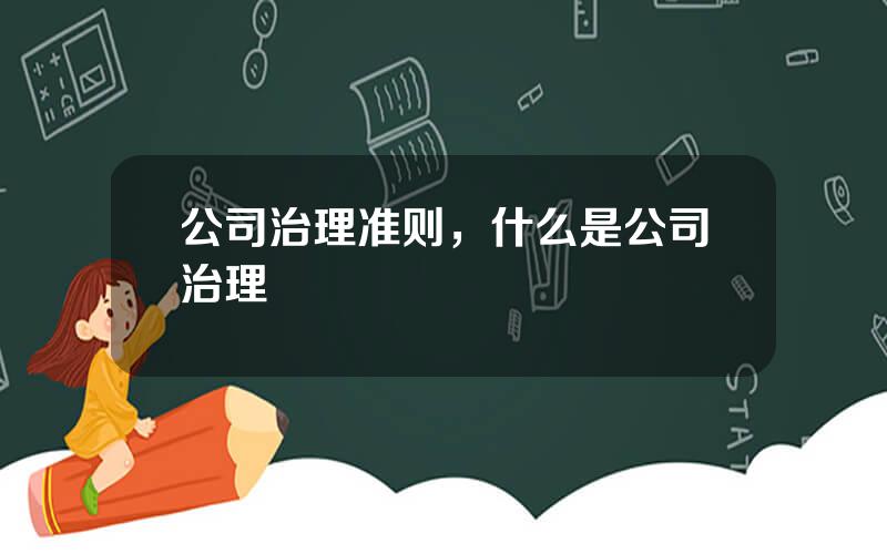 公司治理准则，什么是公司治理