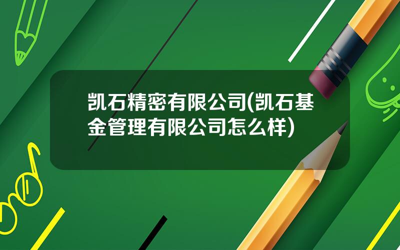 凯石精密有限公司(凯石基金管理有限公司怎么样)