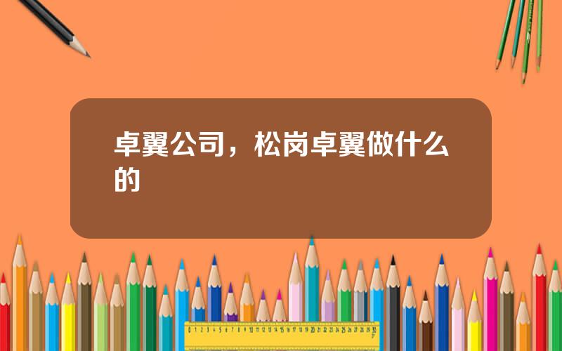 卓翼公司，松岗卓翼做什么的