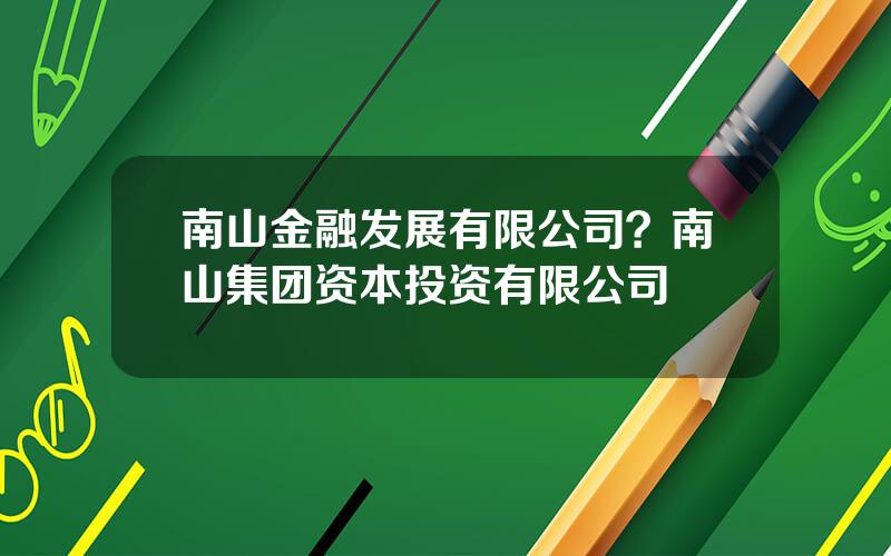 南山金融发展有限公司？南山集团资本投资有限公司