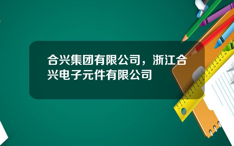合兴集团有限公司，浙江合兴电子元件有限公司