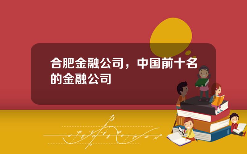 合肥金融公司，中国前十名的金融公司