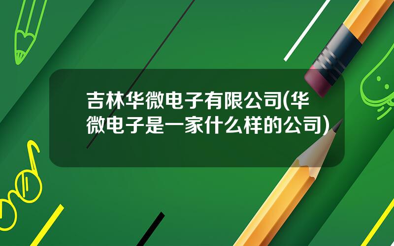 吉林华微电子有限公司(华微电子是一家什么样的公司)
