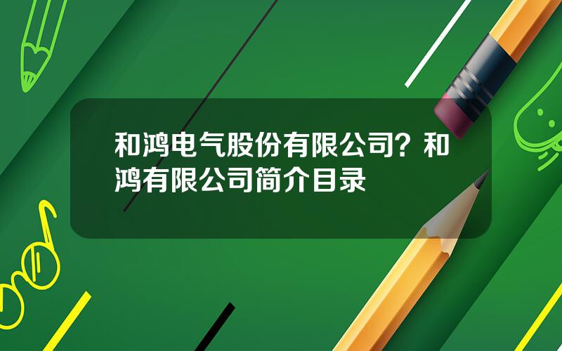 和鸿电气股份有限公司？和鸿有限公司简介目录