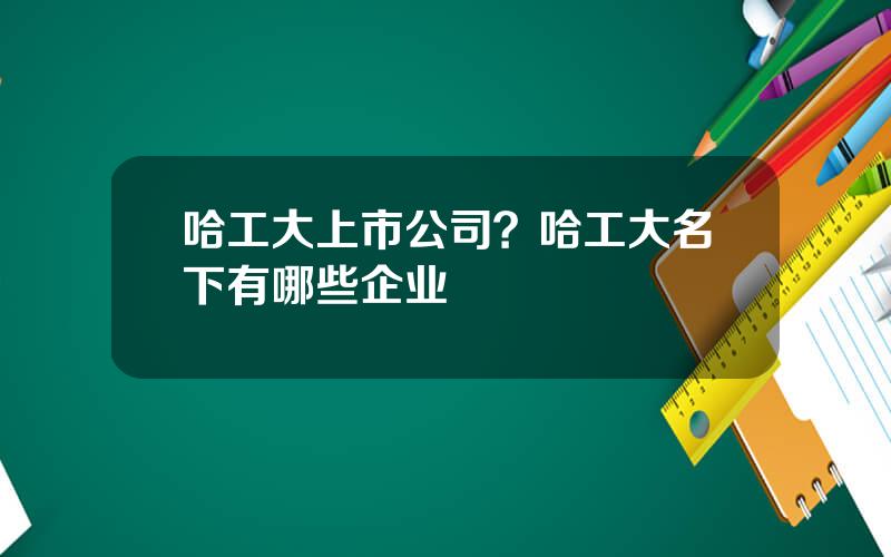 哈工大上市公司？哈工大名下有哪些企业