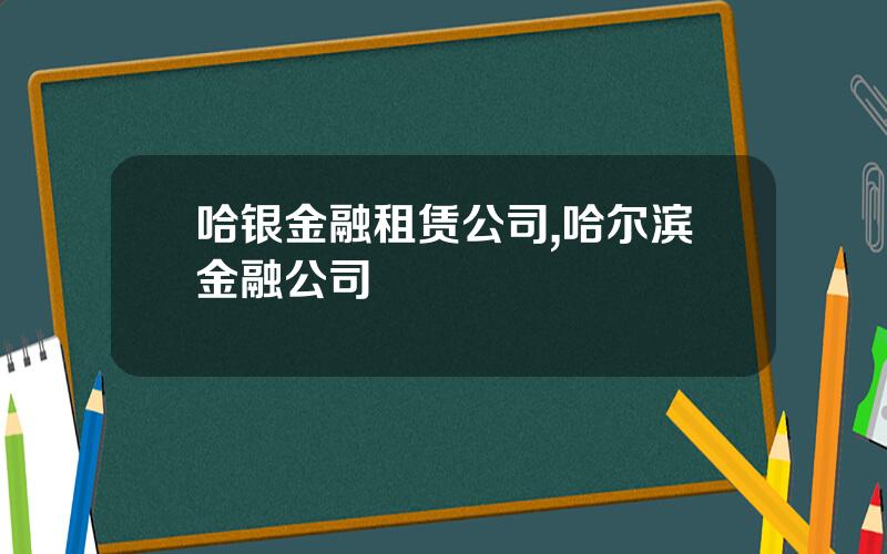 哈银金融租赁公司,哈尔滨金融公司