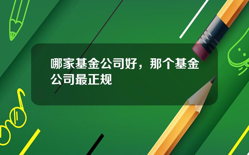 哪家基金公司好，那个基金公司最正规