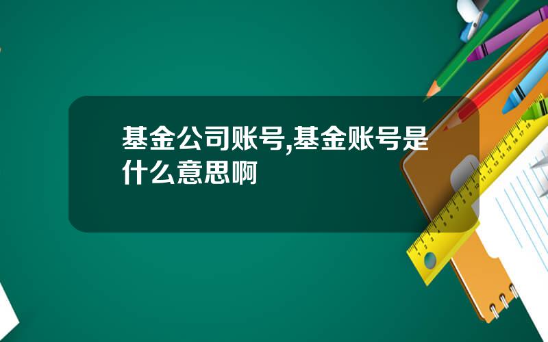 基金公司账号,基金账号是什么意思啊