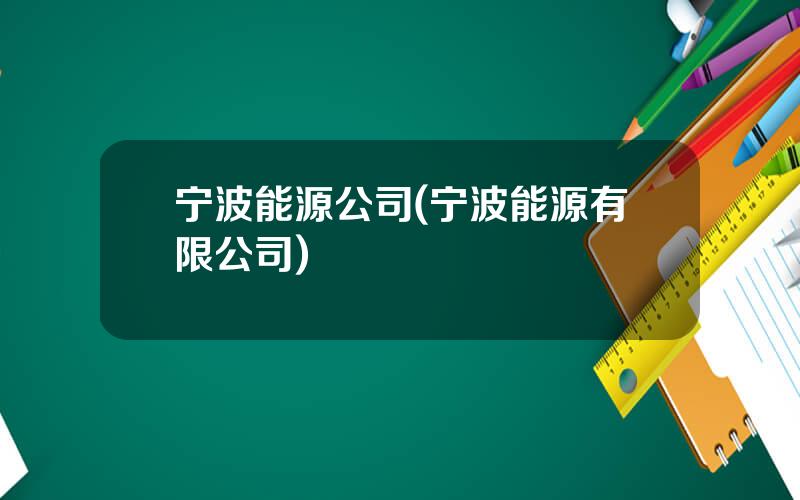 宁波能源公司(宁波能源有限公司)