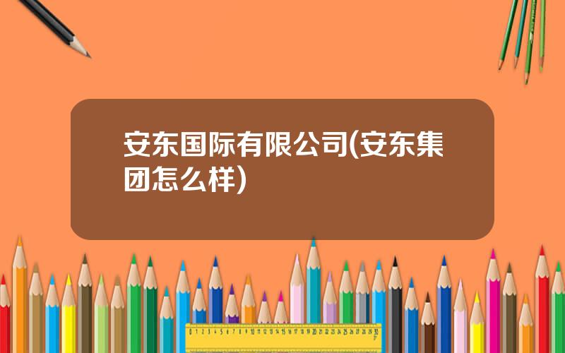安东国际有限公司(安东集团怎么样)