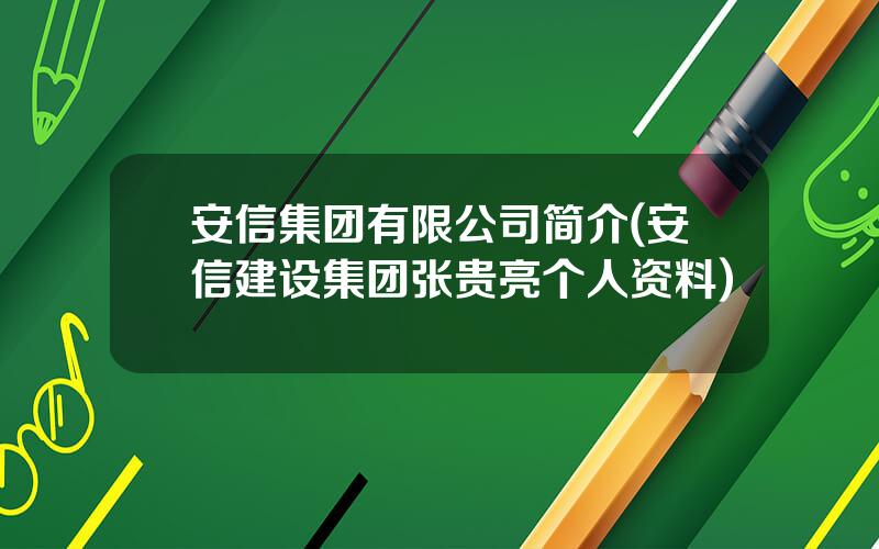 安信集团有限公司简介(安信建设集团张贵亮个人资料)