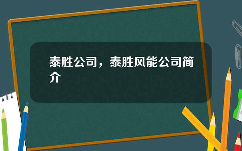泰胜公司，泰胜风能公司简介
