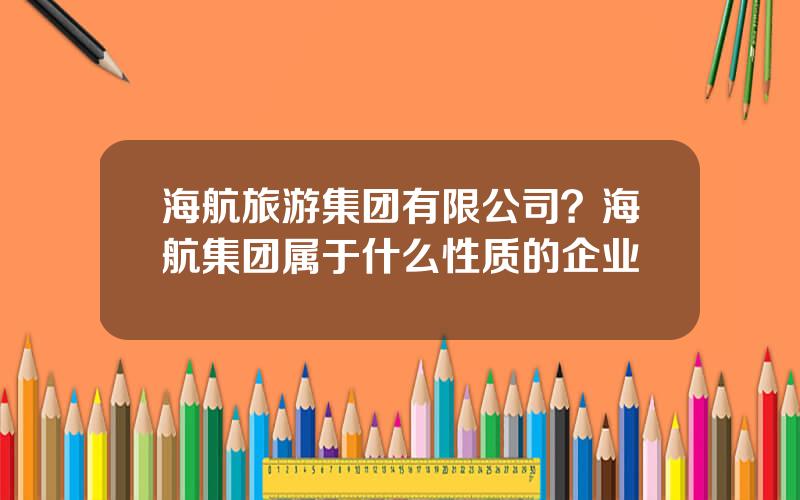 海航旅游集团有限公司？海航集团属于什么性质的企业