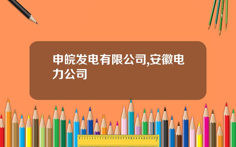 申皖发电有限公司,安徽电力公司