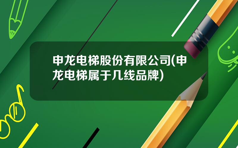 申龙电梯股份有限公司(申龙电梯属于几线品牌)