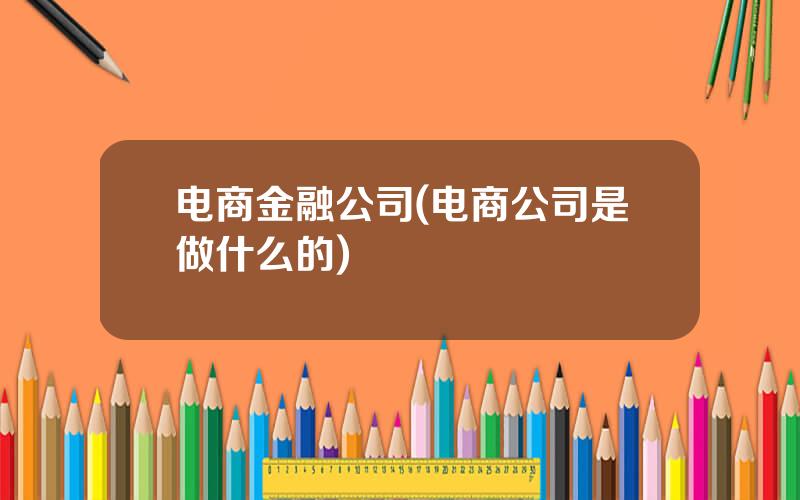 电商金融公司(电商公司是做什么的)